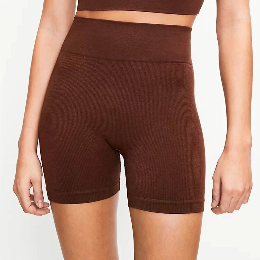 NEW Loft M L Shorts Brown Daydream Seamless High Waist Boy Biker Bike - Picture 5 of 5